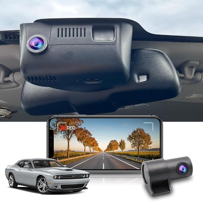 Dashcam Fitcamx 4K Pour Dodge Challenger (2015-2023) - Intégration OEM, WiFi, G-Sensor, Carte 64 Go Incluse - Modèle HD2-6091