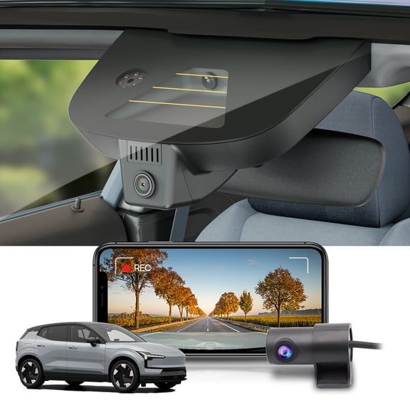Fitcamx 4K Dual Dash Cam for 2025 2026 Volvo EX30 Single Twin Motor AWD, OEM Factory Style, Front 2160P+Rear 1080P Video, WiFi Connection & APP, 128GB Card