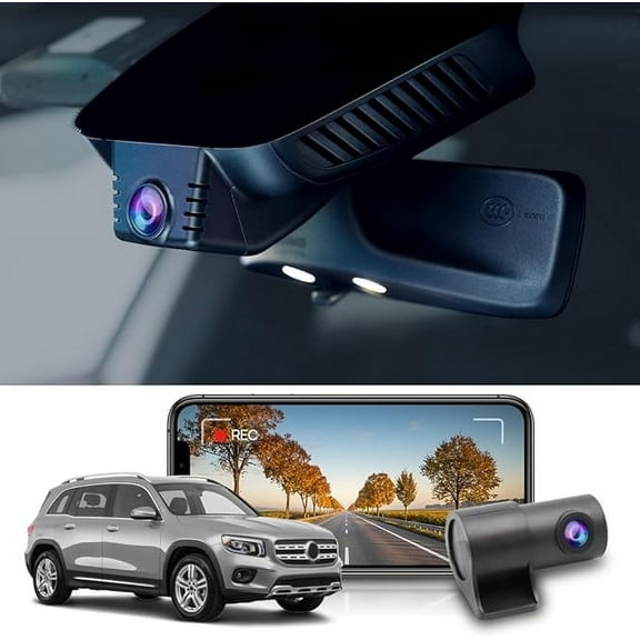 Fitcamx 4K Dual Dash Cam Adapts for Mercedes-Benz GLB 250 & AMG GLB 35 2021 2022 2023 (HD2-1168), OEM Look, Front 2160P+Rear 1080P, WiFi & APP, 128GB Card