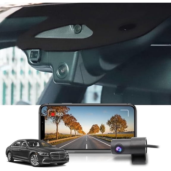 Fitcamx 4K Dual Dash Cam Adapts for Mercedes-Benz S-Class 2021 2022 2023 2024 S500 S560 S580 S580e Sedan Coupe Cabriolet (Black), 128GB
