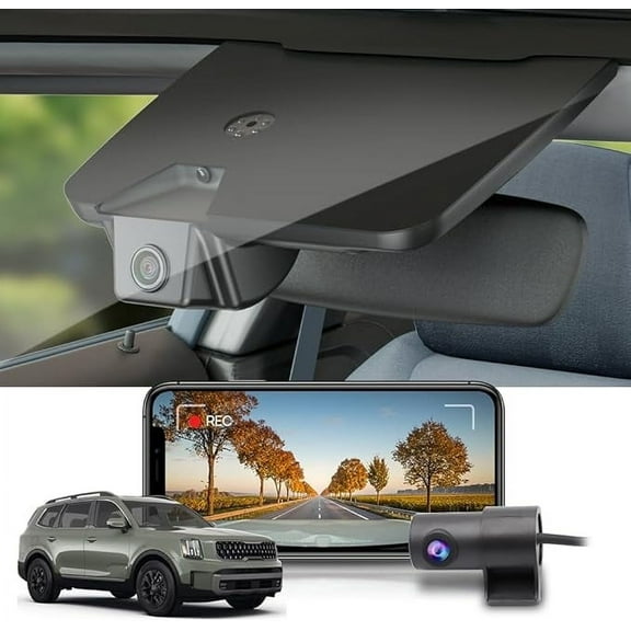 Fitcamx 4K Dual Dash Cam Compatible with Kia Telluride 2023 2024 S LX EX SX X-pro X-Line (Part NO#S9300), OEM Style, Front 2160P+Rear 1080P Resolution, WiFi & APP, 128GB Card
