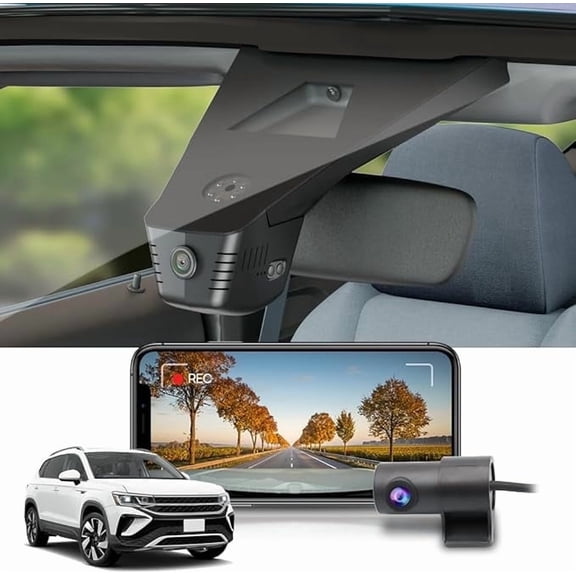 Fitcamx 4K Front & 1080P Rear Dash Cam for VW Taos 2020-2026 (HD2-6108), OEM Look, Parking Mode, Night Vision, 128GB