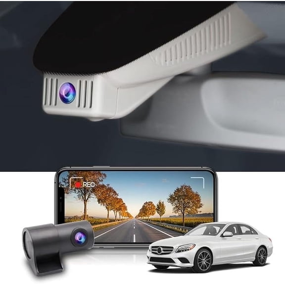 Fitcamx 4K Front and Rear Dash Cam Suitable for Mercedes-Benz GLC 300 & C Class (Model 6079)(Black), OEM Style, WiFi & APP, 128GB Card