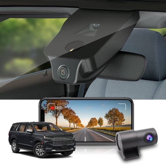 Fitcamx Front 2160P+Rear 1080P Dash Cam for 2021-2026 Chevy Tahoe LS LT RST Premier Z71 High Country (HD2-4925) has Auto-Dimming, OEM Style, WiFi & APP, 128GB