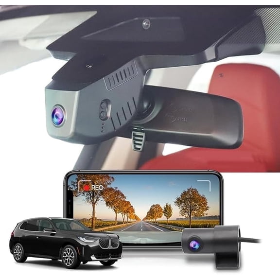 Fitcamx Front 2160P+Rear 1080P Dash Cam Adapts for BMW X3 2025-2026 M50 30 (G45), 128GB Card