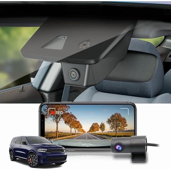 Fitcamx Front 2160P+Rear 1080P Dash Cam Adapts for Dodge Durango 2021-2026 SXT GT R/T Premium Plus Citadel, OEM Look, WiFi Connect & APP, 128GB Card
