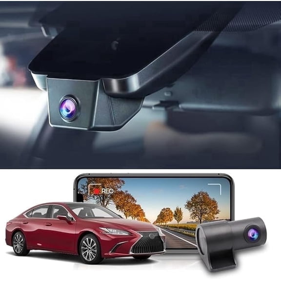 Fitcamx Front 2160P+Rear 1080P Dash Cam Adapts for Lexus ES 2019-2025 ES350 ES300h ES250 F Sport, OEM Style, Built-in WiFi & APP, 128GB Card