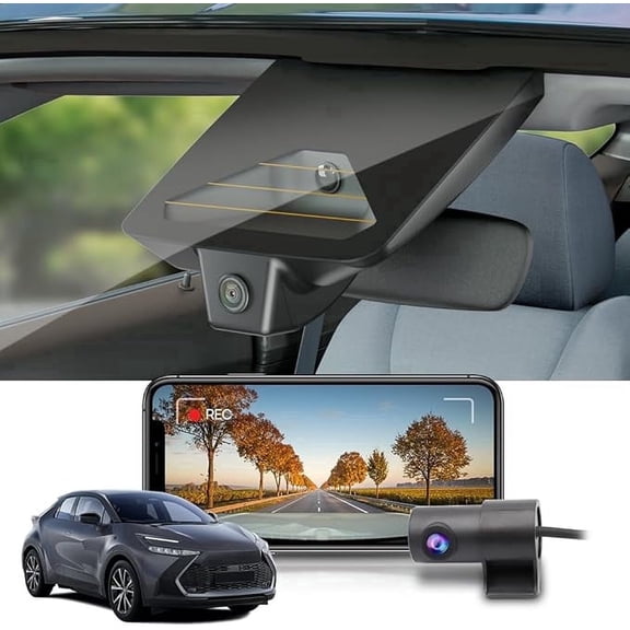 Fitcamx Front 2160P+Rear 1080P Dash Cam Adapts for Toyota C-HR 2024 2025 2026, Integrated OEM Look, Built-in WiFi & APP, with 128GB Card
