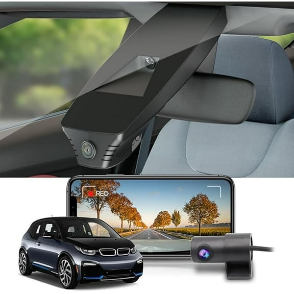 Fitcamx Front 2160P+Rear 1080P Dash Cam Adapts for BMW i3 2018-2021 94Ah 120Ah (HD2-D6400/Length 35cm), 128GB Card