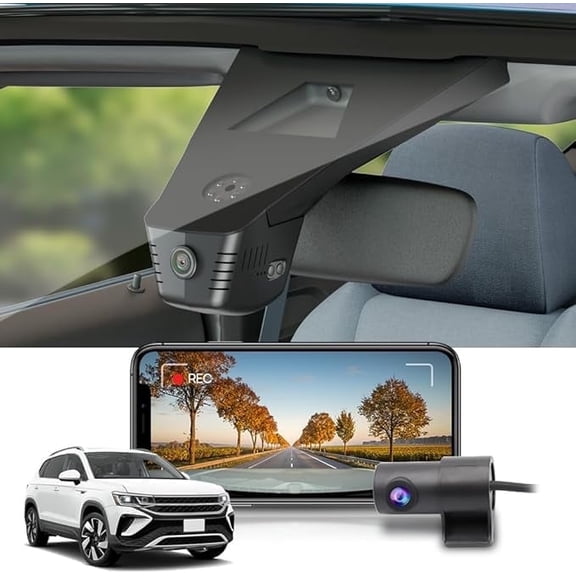 Fitcamx 4K Front & 1080P Rear Dash Cam for VW Taos 2020-2026 (HD2-D5100), OEM Look, Parking Mode, Night Vision, 128GB