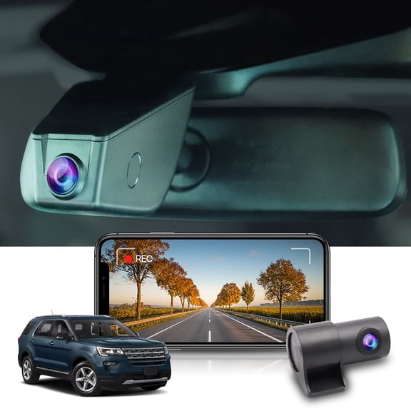 Fitcamx Front 4K+Rear 1080P Dash Cam for 2011-2019 Ford Explorer with Lane Assist (HD2-6070), OEM Look, WiFi Connect & APP, 2 Channel HD Video, Easy to Use,128GB Card