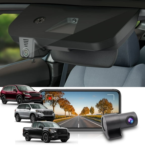 Fitcamx Front 4K+Rear 1080P Dash Cam for 2020-2023 Honda Ridgeline Sport Black Edition RTL (DZ-0337), Integrated OEM Look, WiFi & APP, 128GB Card