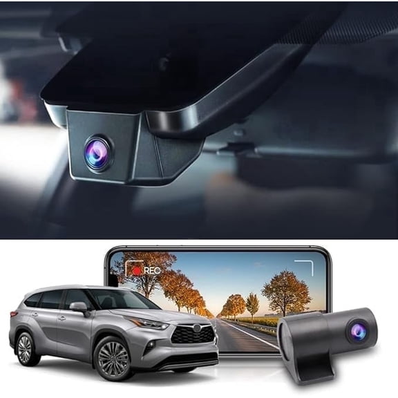 FITCAMX 4K Front + 1080P Rear Dash Cam for 2020-2026 Toyota Highlander, OEM Look, WiFi, APP, 128GB Card