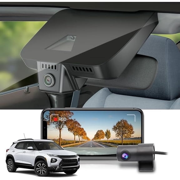 Fitcamx Front 4K+Rear 1080P Dash Cam for 2021-2026 Chevy Trailblazer L LS LT ACTIV RS has Auto-Dimming (HD2-D5810), OEM Look, Dual HD Video, Loop Recording WiFi&APP, G Sensor, Easy to Use, 128GB Card