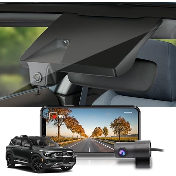 Fitcamx Front 4K+Rear 1080P Dash Cam for 2021-2026 Kia Seltos S LX EX SX DCT Turbo (Part No#Q5000), OEM Look, 2 Way HD Video, WiFi Connect & APP, Loop Recording, G-Sensor, Easy to Use, 128GB Card