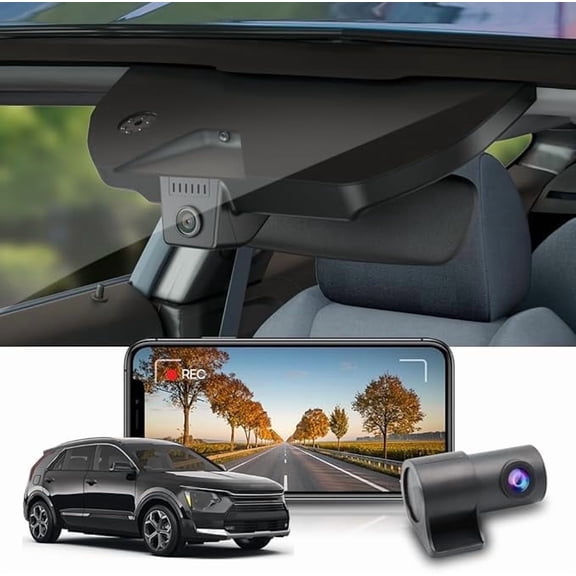 Fitcamx Front 4K+Rear 1080P Dash Cam for 2023-2026 Kia NIRO & NIRO EV with Auto Dimming (Part No#AT100), OEM Look, WiFi & APP, 128GB Card