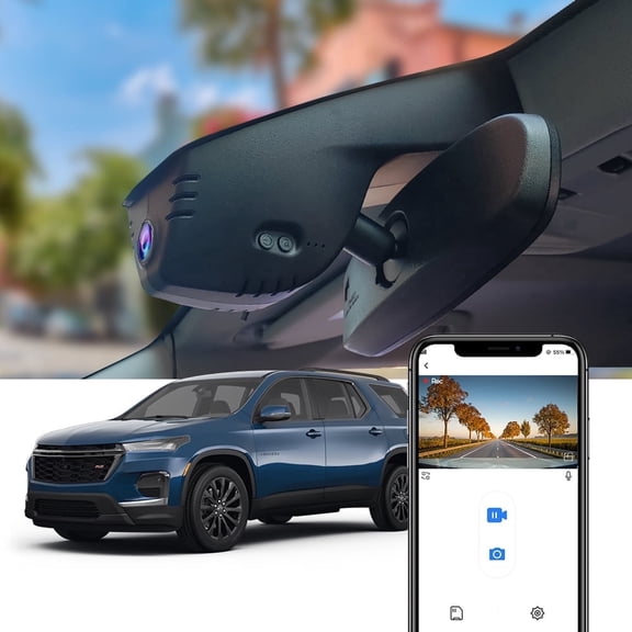 Fitcamx Front 4K+Rear 1080P Dash Cam Adapts for Chevy Traverse 2019-2023 with Auto-Dimming (HD2-9808), OEM Look, 2 Way HD Video, WiFi & APP, Easy to Use, 128GB Card