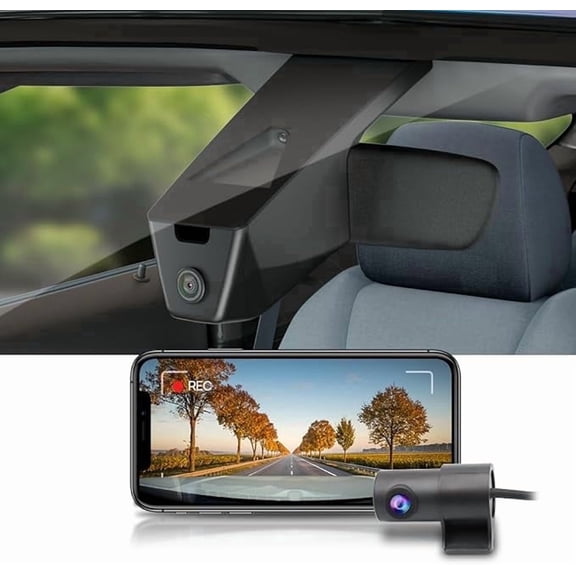 Fitcamx Front 4K+Rear 1080P Dash Cam Adapts for Dodge Charger 2015-2023 & SRT (HD2-1631/Vents in Middle), OEM Look, WiFi & APP, 128GB Card