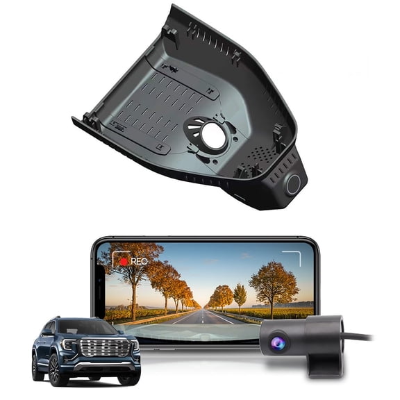 Fitcamx Front 4K+Rear 1080P Dash Cam Adapts for GMC Terrain 2025 2026 (HD2-1231, OBD Power) Elevation AT4 Denali, Integrated OEM Look, Dual HD Video, WiFi & APP, 128GB Card