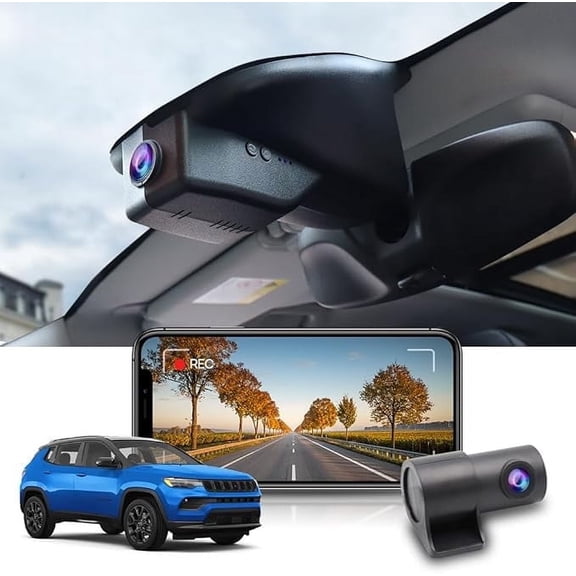 Fitcamx Front 4K+Rear 1080P Dash Cam Adapts for Jeep Compass 2018-2025 (HD2-6125) Sport Latitude Limited Altitude Trailhawk, OEM Look, WiFi & APP, 128GB Card