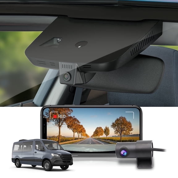 Fitcamx Front 4K+Rear 1080P Dash Cam Adapts for Mercedes-Benz Sprinter 2019-2025 Van (HD2-8291), Integrated OEM Look, WiFi & APP, Easy to Set, 128GB Card