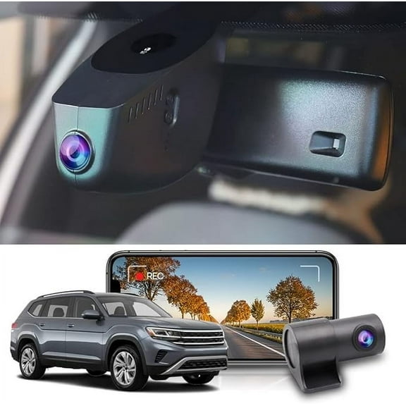Fitcamx Front 4K+Rear 1080P Dash Cam Adapts for Volkswagen Atlas 2018-2025 & Atlas Cross Sport 2020-2025 (Model A/Narrow Rear End), OEM Look, WiFi & APP, Parking Mode, 128GB Card