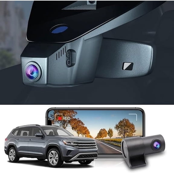 Fitcamx Front 4K+Rear 1080P Dash Cam Adapts for Volkswagen Atlas 2018-2026 & Atlas Cross Sport 2020-2025 (Model B/Broad Rear Cover), OEM Look, WiFi & APP, Parking Mode, 128GB Card
