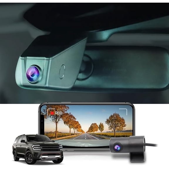 Fitcamx Front 4K+Rear 1080P Dash Cam Adapts for Ford Expedition 2018-2024 XL XLT Limited Platinum King Ranch Max, 128GB Card