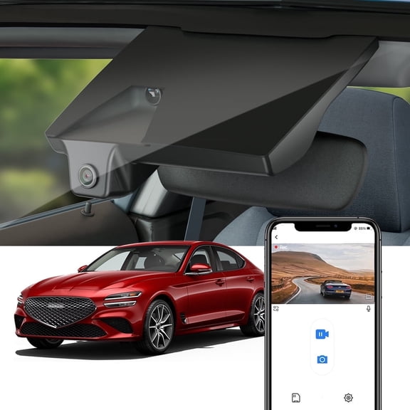 Fitcamx Front 4K+Rear 1080P Dash Cam Adapts for Genesis G70 2019-2025 (Part No#G9000), OEM Look, Built-in WiFi & APP, 128GB Card