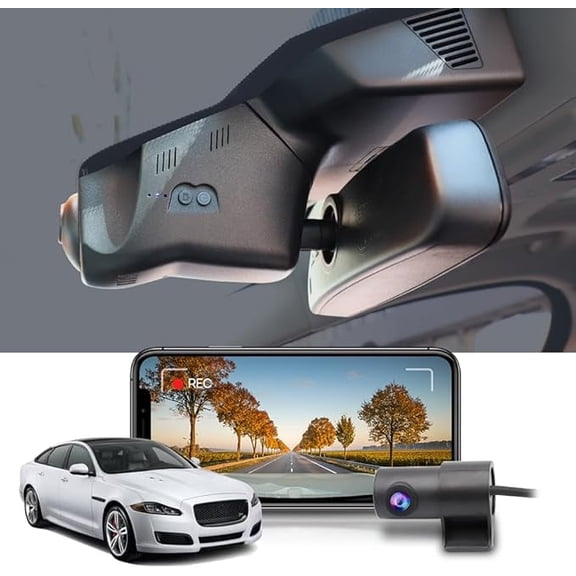 Fitcamx Front 4K+Rear 1080P Dash Cam Adapts for Jaguar XJ 2016-2019 XJL R-Sport Portfolio Supercharged (Model 6137), 128GB Card
