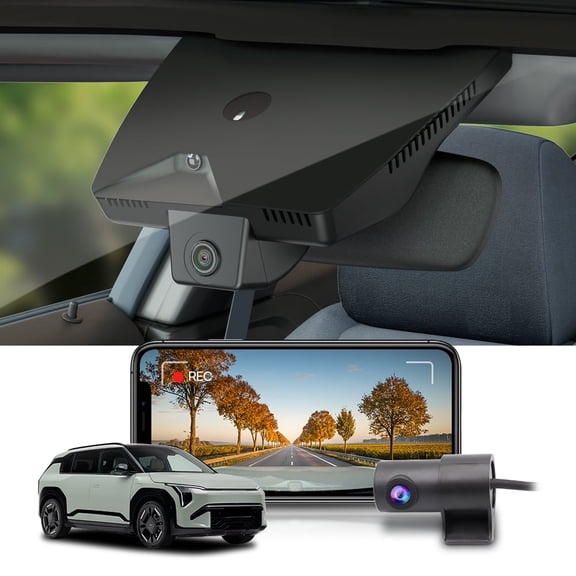 Fitcamx Front 4K+Rear 1080P Dash Cam Adapts for Kia EV3 2024-2027 with Auto-Dimming (HD2-EV000), OEM Look, 2 Way HD Video, WiFi & APP, 128GB Card