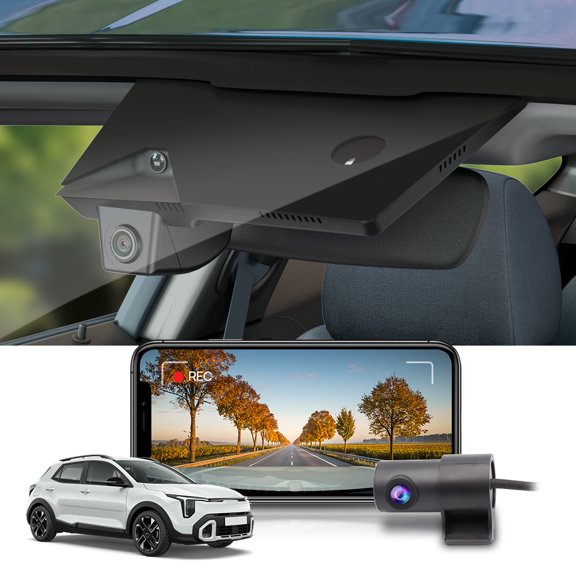 Fitcamx Front 4K+Rear 1080P Dash Cam Adapts for Kia Rio 2017-2020 (Part No#H8600), OEM Look, 128GB Memory Card