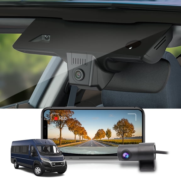 Fitcamx Front 4K+Rear 1080P Dash Cam Adapts for Ram ProMaster & ProMaster EV 2024 2025 (HD2-D2210), OEM Look, Easy to Set, 128GB Card