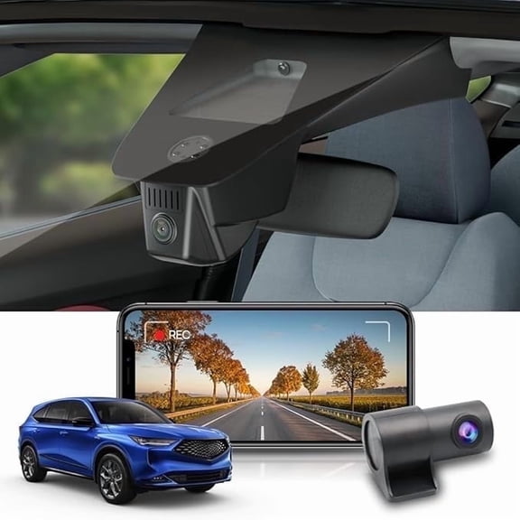 Fitcamx Front 4K+Rear 1080P Dash Cam Suitable for Acura MDX 2022 - 2024 Gen4 (with Auto Dimming Mirror), OEM Look, WiFi & APP, 128GB Card