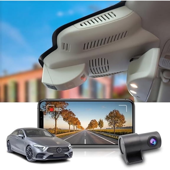 Fitcamx Front 4K+Rear 1080P Dash Cam Suitable for Benz CLS 450 4MATIC 2019 2020 2021 2022 2023 (HD2-6118), 128GB Card