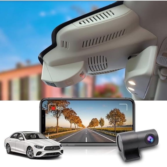 Fitcamx Front 4K+Rear 1080P Dash Cam Suitable for Benz E Class 2017-2023 E300 E350 E400 E450 W213 (HD2-6258), OEM Look, WiFi & APP, 128GB Card