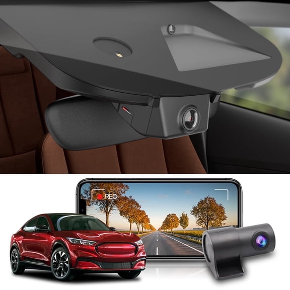 Fitcamx Dual Dash Cam Front & Rear for Mustang Mach-E 2021-2025, 4K+1080P OEM WiFi, Night Vision, Loop Recording, 128GB