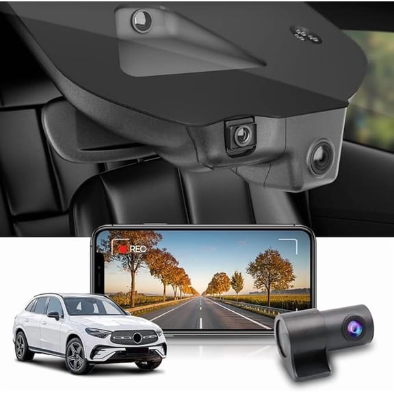 Fitcamx 4K Front & 1080P Rear Dash Cam for Mercedes-Benz GLC 300 2023-2026 (HD2-6595), OEM Look, Night Vision, 128GB