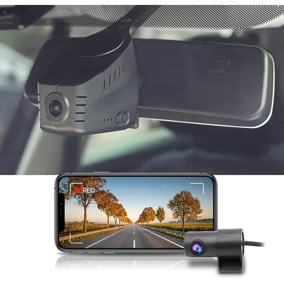 Fitcamx Front 4K+Rear 1080P Dash Cam Universal for Volkswagen (HD2-6260), OEM Factory Look, 2 Channel HD Video, Built-in WiFi & APP, Parking Sensor, Loop Recording, Easy to Set, 128GB Card