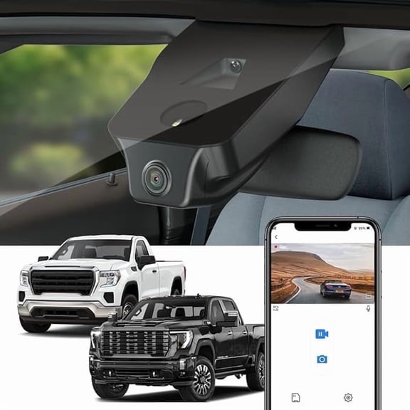 Fitcamx Integrated 4K Dash Cam for 2020-2025 GMC Sierra 1500 2500HD 3500HD has Auto-Dimming (HD2-9135), OEM Look, WiFi & APP, Plug & Play, 64GB Card