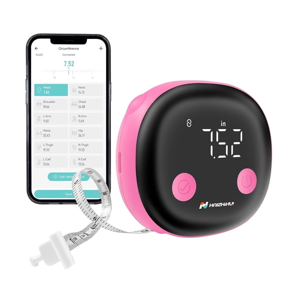 Fitdays Smart Body Tape Measure with Bluetooth Fitdays APP for Body Fat & Muscle Measurement, LED Display,Type-C,Unlimited Users (Pink)