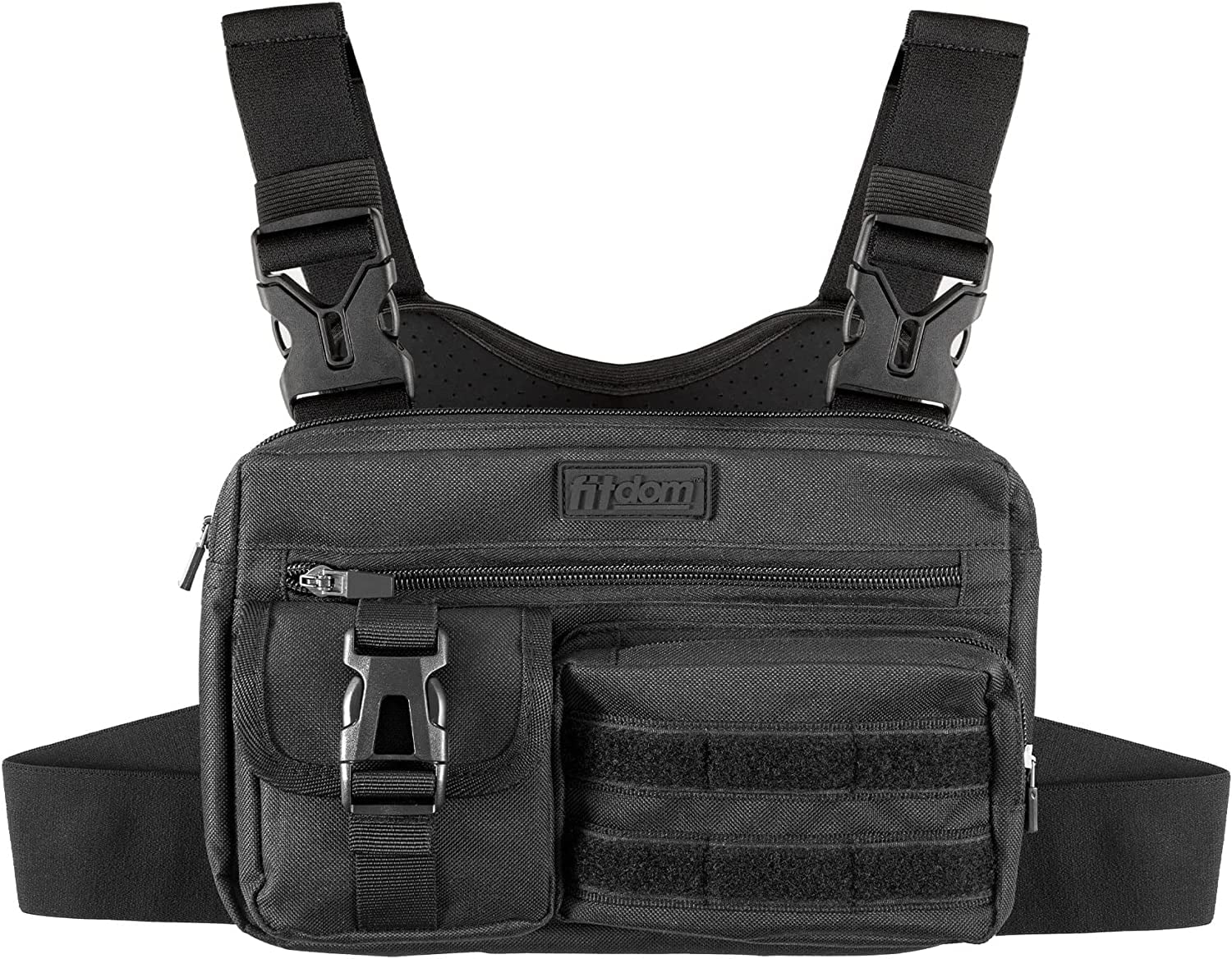 Fitdom Tactical Inspired Sports Utility Chest Pack. Chest Bag for Men with  Built-in Phone Holder. This EDC Rig Pouch Vest is Perfect for Workouts