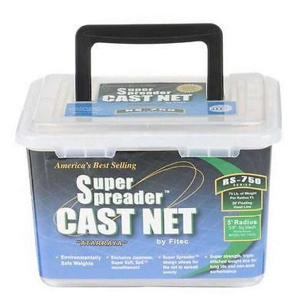 Fitec Super Spreader Cast Net w/Accu-Throw Ring 4.5' X3/8 Nylon 3/4Lb LEAD  wt