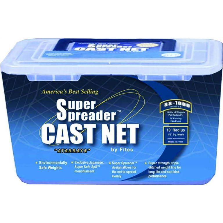 Fitec 10870 SS1000 Super Spreader Clear Mono 7' x 3/8 Mesh Fishing Cast  Net 