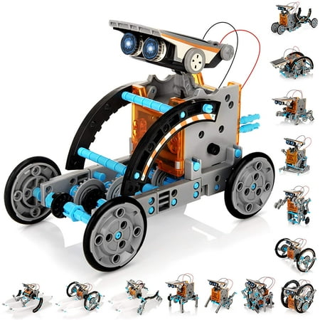 Fitfirst STEM Solar Robot Toy, 14-in-1 Educational STEM Creation Science Toy, Solar Power Building Kit DIY Assembly Battery Operated Robotic Set for Kids, Teens and Science Lovers(Battery Include)