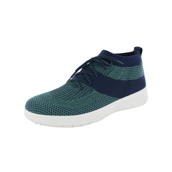 Fitflop Men Uberknit Slip On High Top Sneaker Shoe, Navy/Parakeet Green, US 13