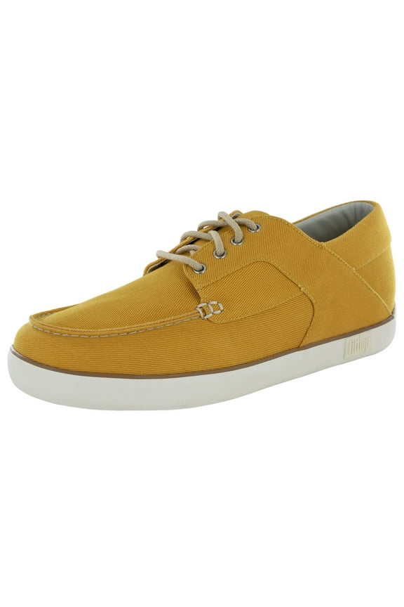 Mens Monty Canvas Moc Toe Lace Up Boat Shoes, Sunflower, US 8