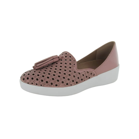 Fitflop Women Tassel Superskate D'orsay Latticed Leather Loafer, Pink, US 11