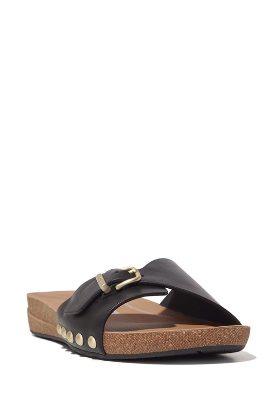 Women's Iqushion Adjustable Buckle Leather Slides