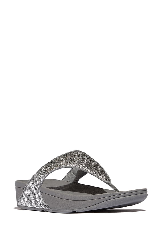 Women's Lulu Crinkled-Shimmer Toe-Post Sandals